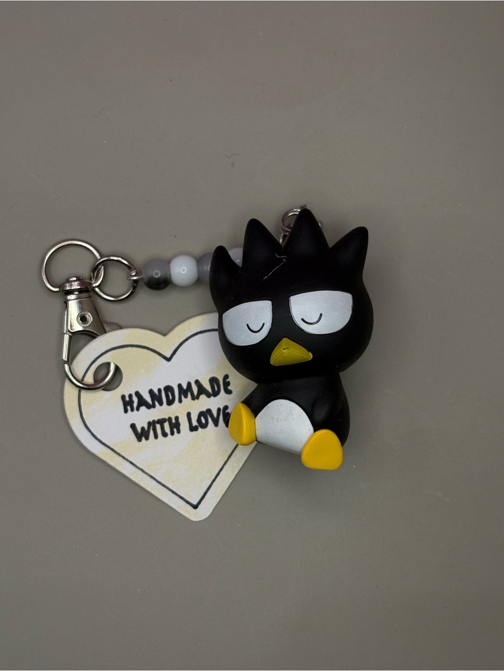 Handmade Black & Yellow Keychain Charm - Cute Accessory